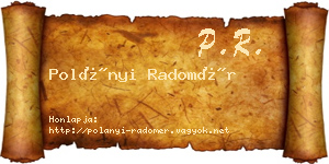 Polányi Radomér névjegykártya